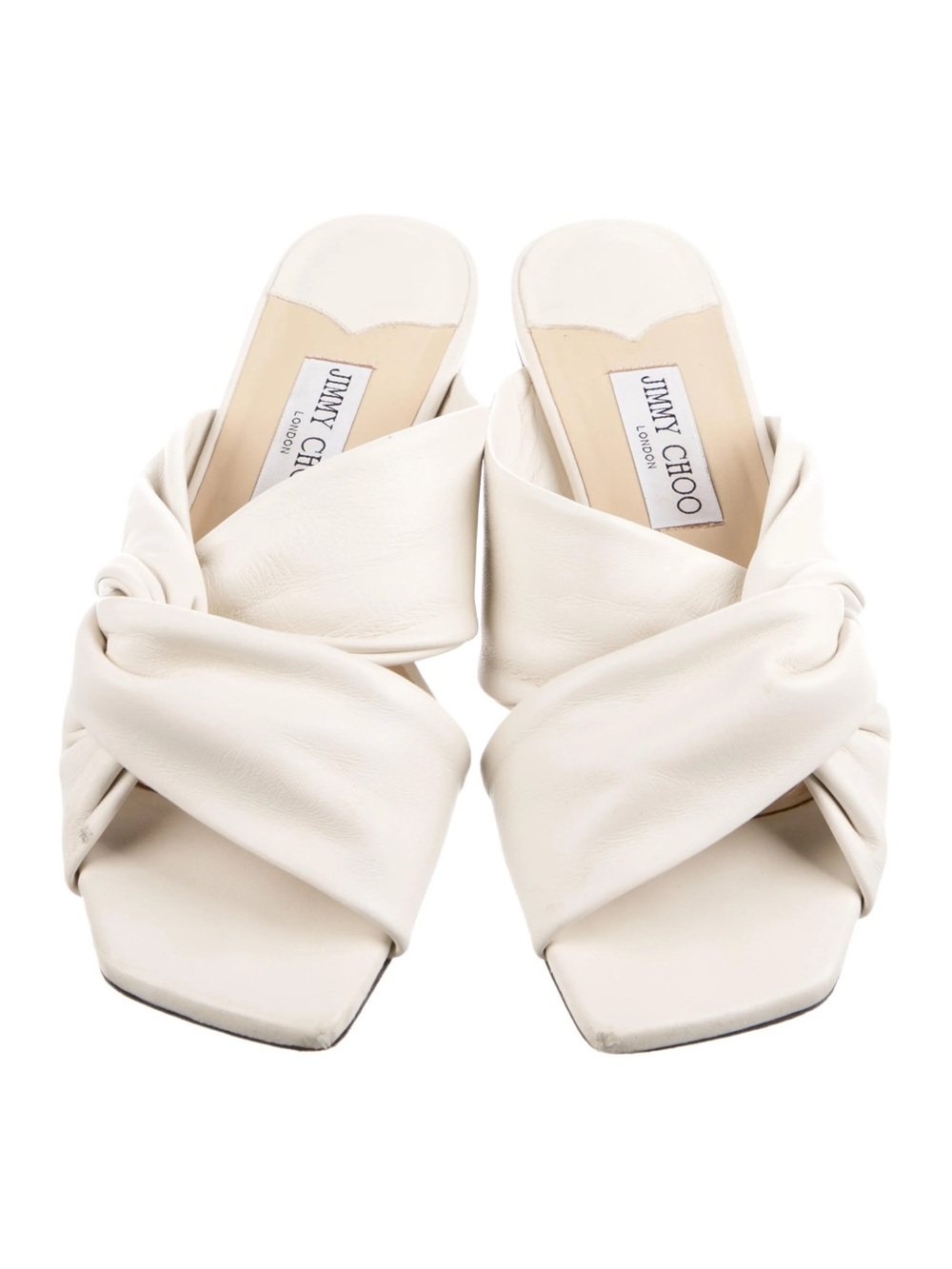 Jimmy Choo Off-White Knotted Leather Sandals - size 39